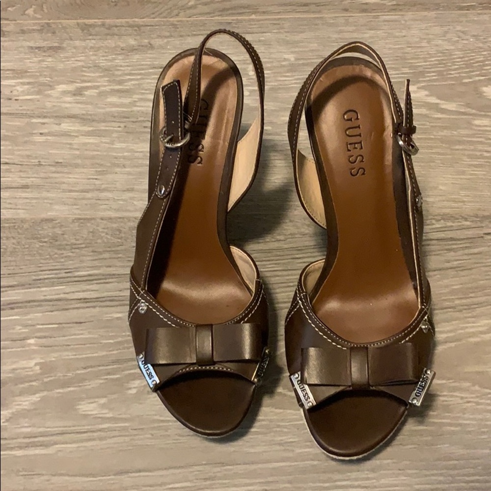 GUESS bow tie wedges (worn once)